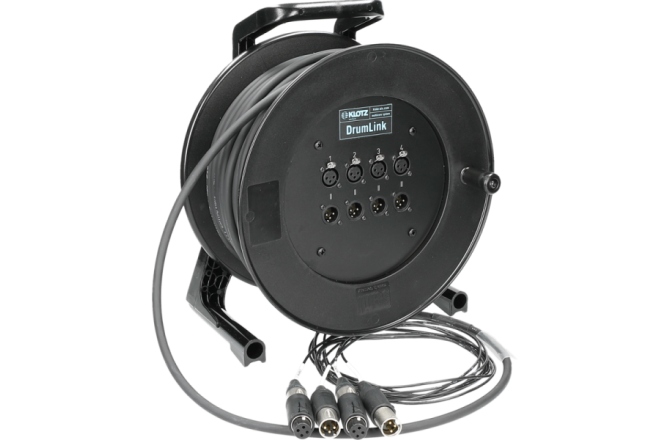 Tambur cablu XLR compact Klotz DrumLink 4/4 - 4||4 convertCON XLR 3p F/M4-channel - analog multicore drum - single ground - 50 m
